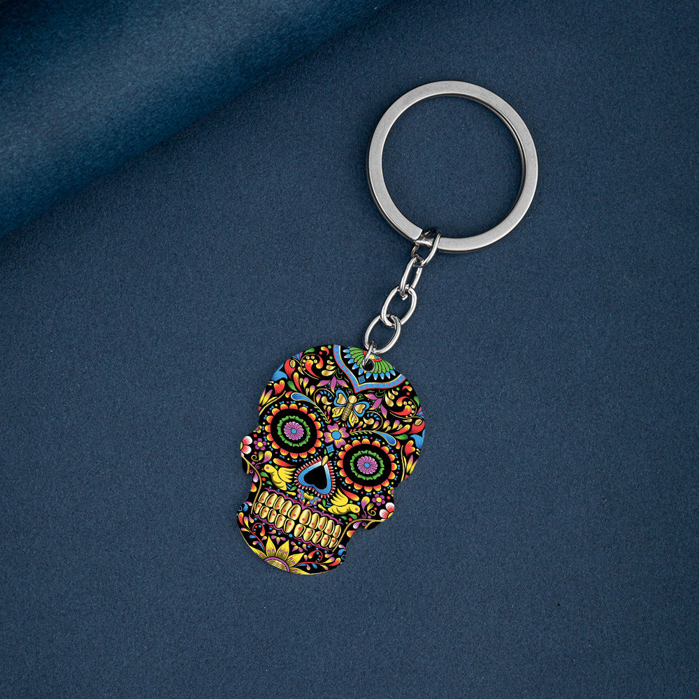 Wholesale Day of the Dead Skull Stainless Steel Keychains